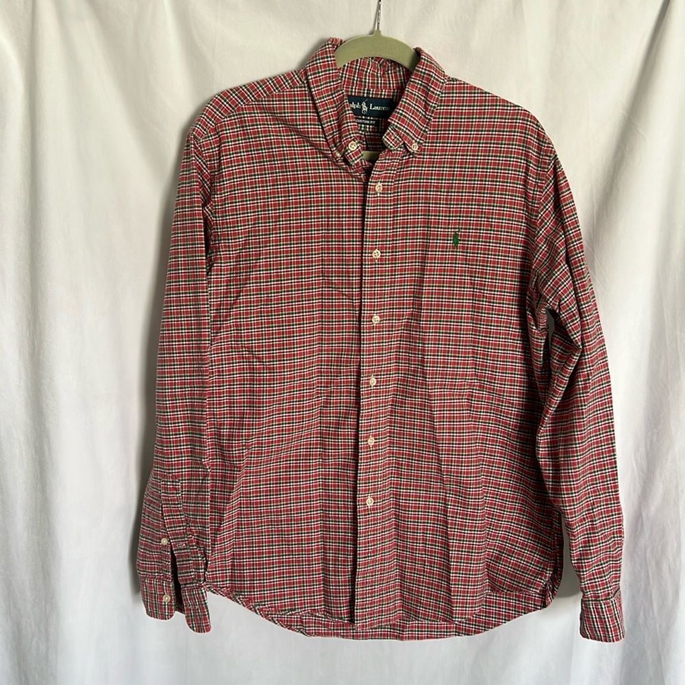 Ralph Lauren Custom Fit Plaid button down long sleeve shirt size L
